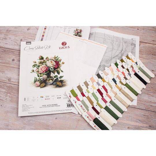 Luca-S Vase with Roses Counted Cross Stitch Kit
